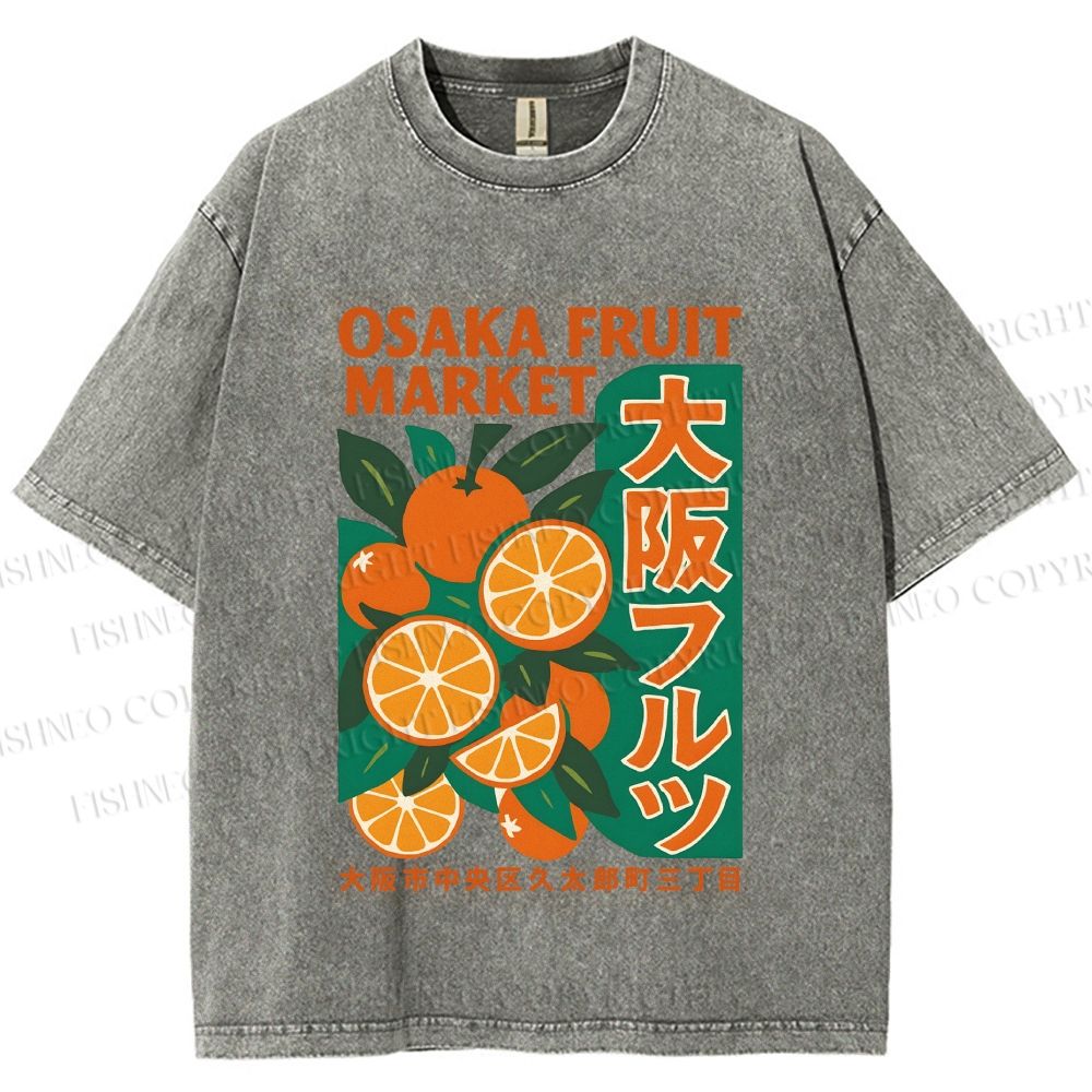 Unisex Osaka Fruit Market Printed Washed Tee