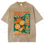 Unisex Osaka Fruit Market Printed Washed Tee