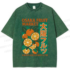 Unisex Osaka Fruit Market Printed Washed Tee