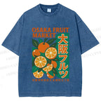 Unisex Osaka Fruit Market Printed Washed Tee