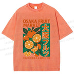 Unisex Osaka Fruit Market Printed Washed Tee