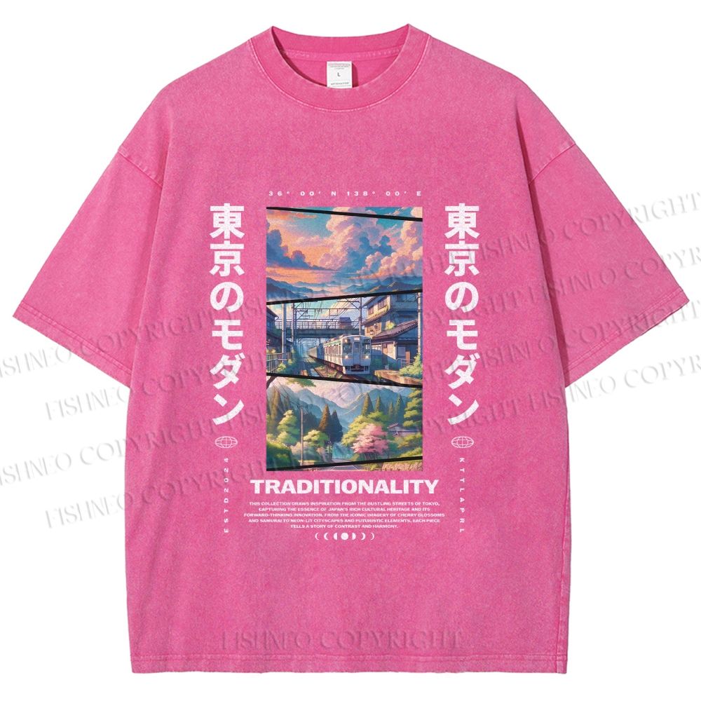 Unisex Tokyo Modern Printed Washed Tee