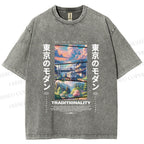 Unisex Tokyo Modern Printed Washed Tee