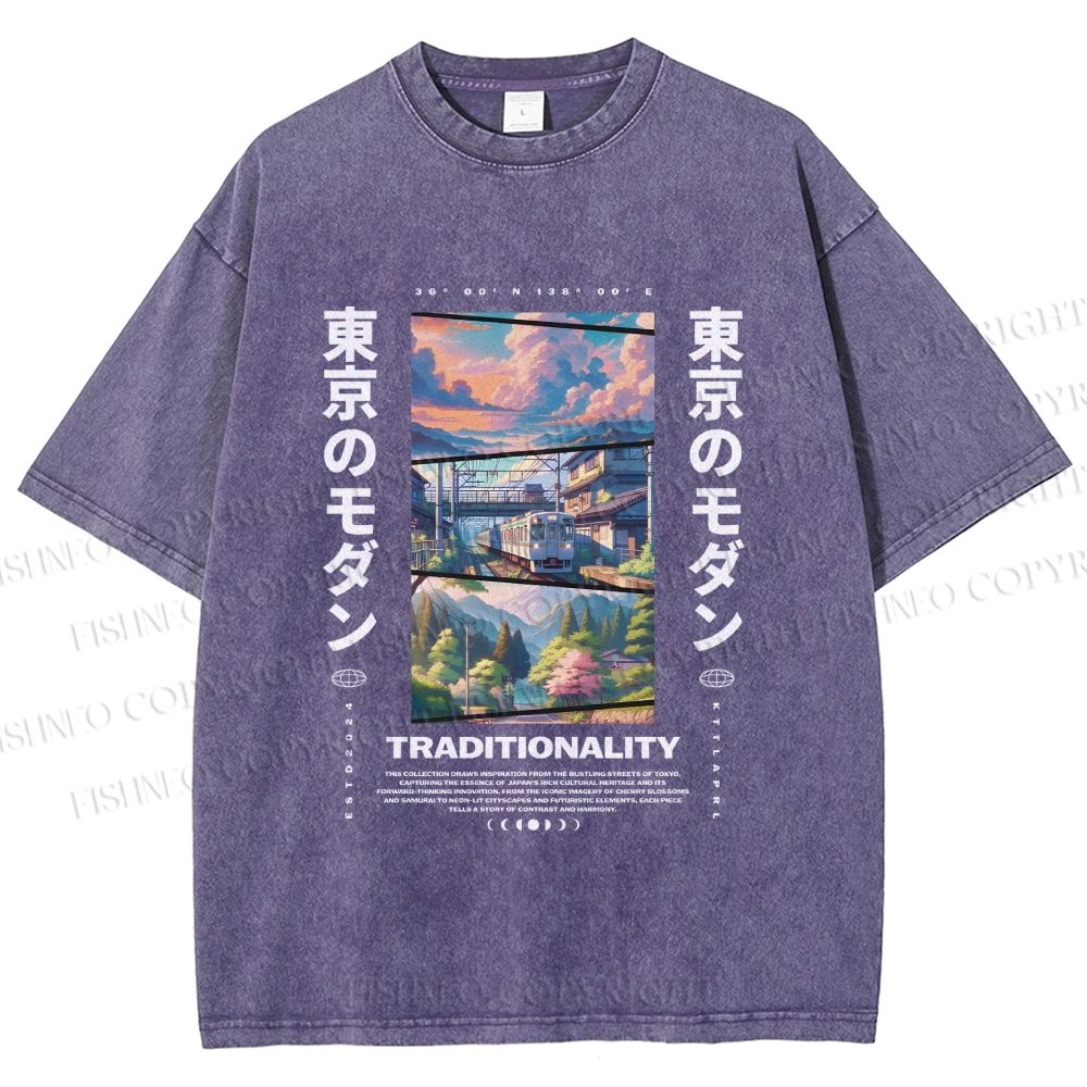 Unisex Tokyo Modern Printed Washed Tee