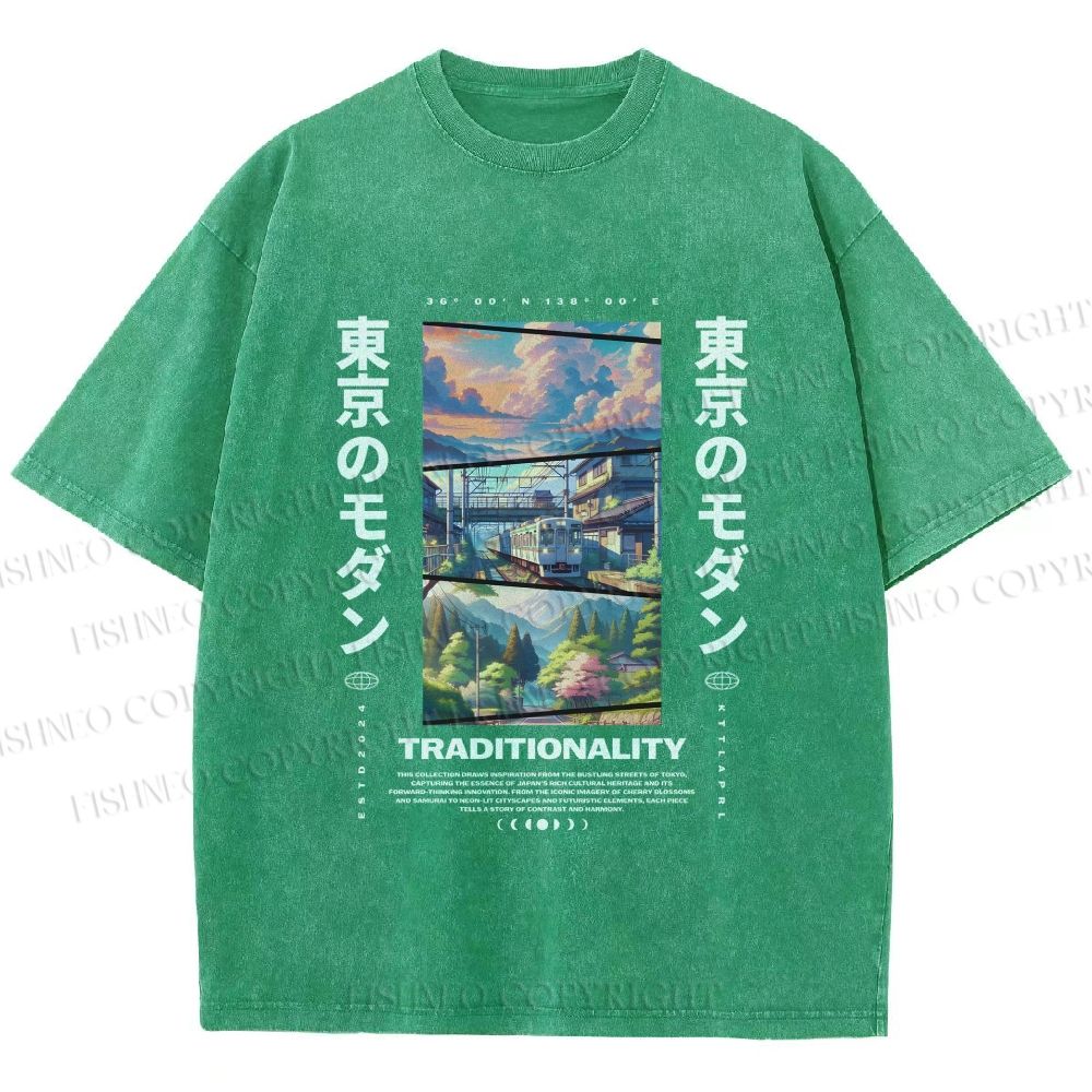 Unisex Tokyo Modern Printed Washed Tee
