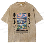 Unisex Tokyo Modern Printed Washed Tee