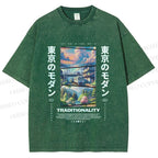 Unisex Tokyo Modern Printed Washed Tee