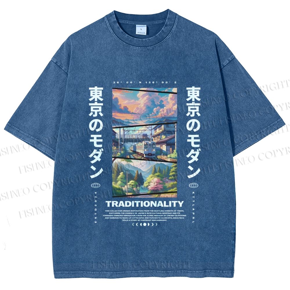 Unisex Tokyo Modern Printed Washed Tee