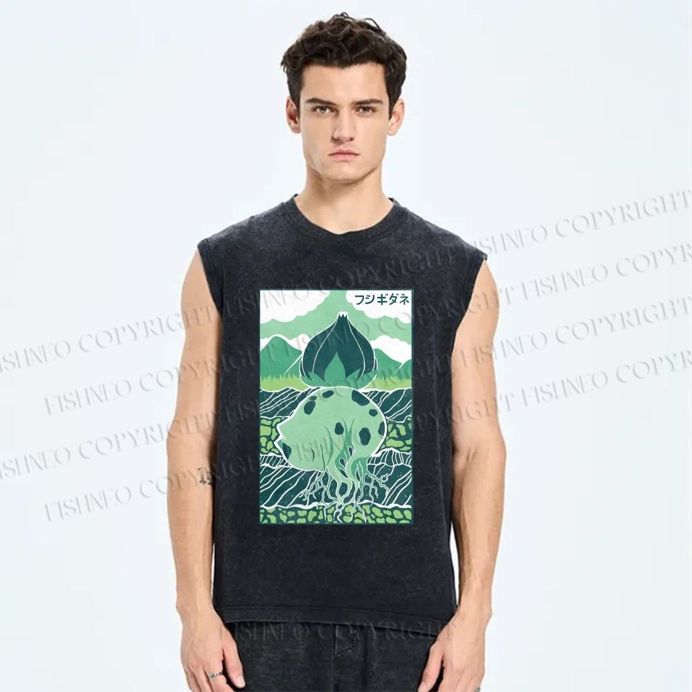 Unisex Camiseta Bulbasaur Printed Washed Tank Top