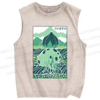 Unisex Camiseta Bulbasaur Printed Washed Tank Top