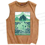 Unisex Camiseta Bulbasaur Printed Washed Tank Top