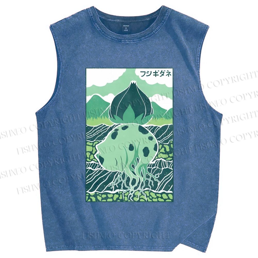 Unisex Camiseta Bulbasaur Printed Washed Tank Top