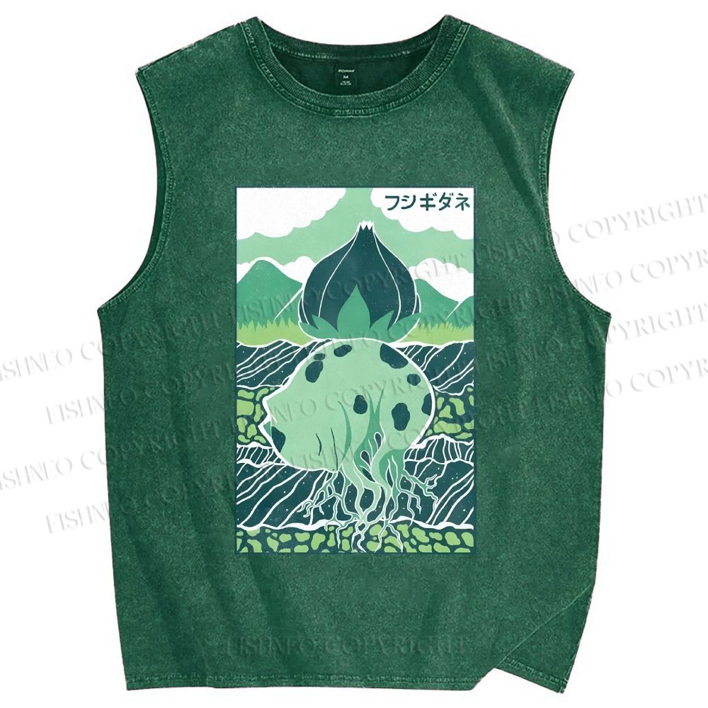 Unisex Camiseta Bulbasaur Printed Washed Tank Top