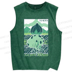 Unisex Camiseta Bulbasaur Printed Washed Tank Top