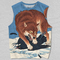 Unisex Japanese Vintage Wolf vs Crow Printed Tank Top