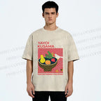 Unisex Yayoi Kusama Bird on Plate Printed Washed Tee