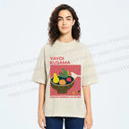 Unisex Yayoi Kusama Bird on Plate Printed Washed Tee