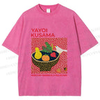 Unisex Yayoi Kusama Bird on Plate Printed Washed Tee