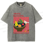 Unisex Yayoi Kusama Bird on Plate Printed Washed Tee