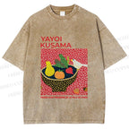 Unisex Yayoi Kusama Bird on Plate Printed Washed Tee