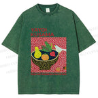 Unisex Yayoi Kusama Bird on Plate Printed Washed Tee