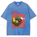 Unisex Yayoi Kusama Bird on Plate Printed Washed Tee