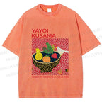 Unisex Yayoi Kusama Bird on Plate Printed Washed Tee