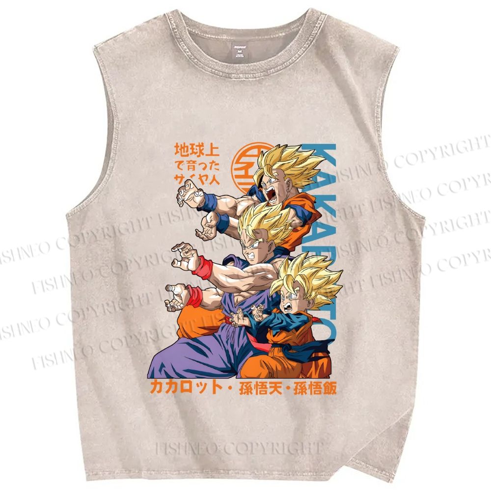 Unisex Dragon Ball Goku Printed Washed Tank Top