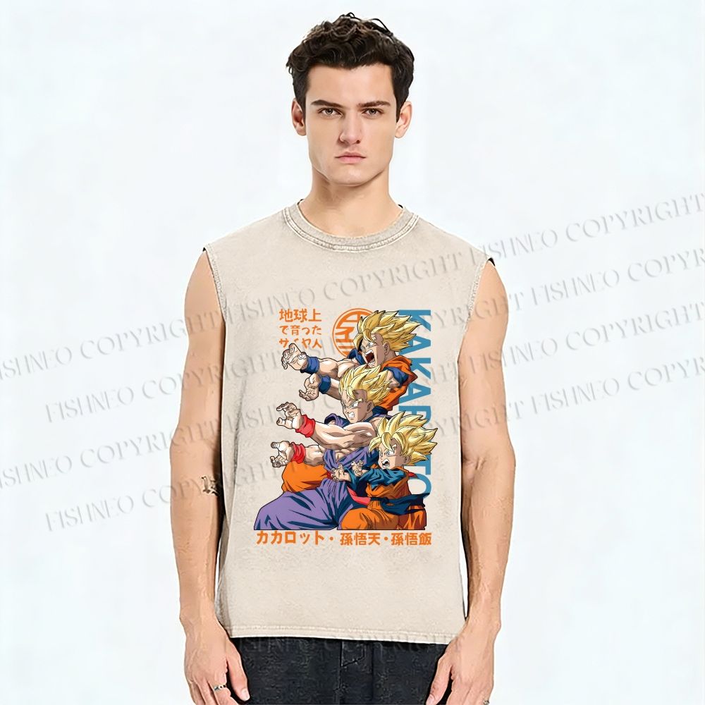 Unisex Dragon Ball Goku Printed Washed Tank Top