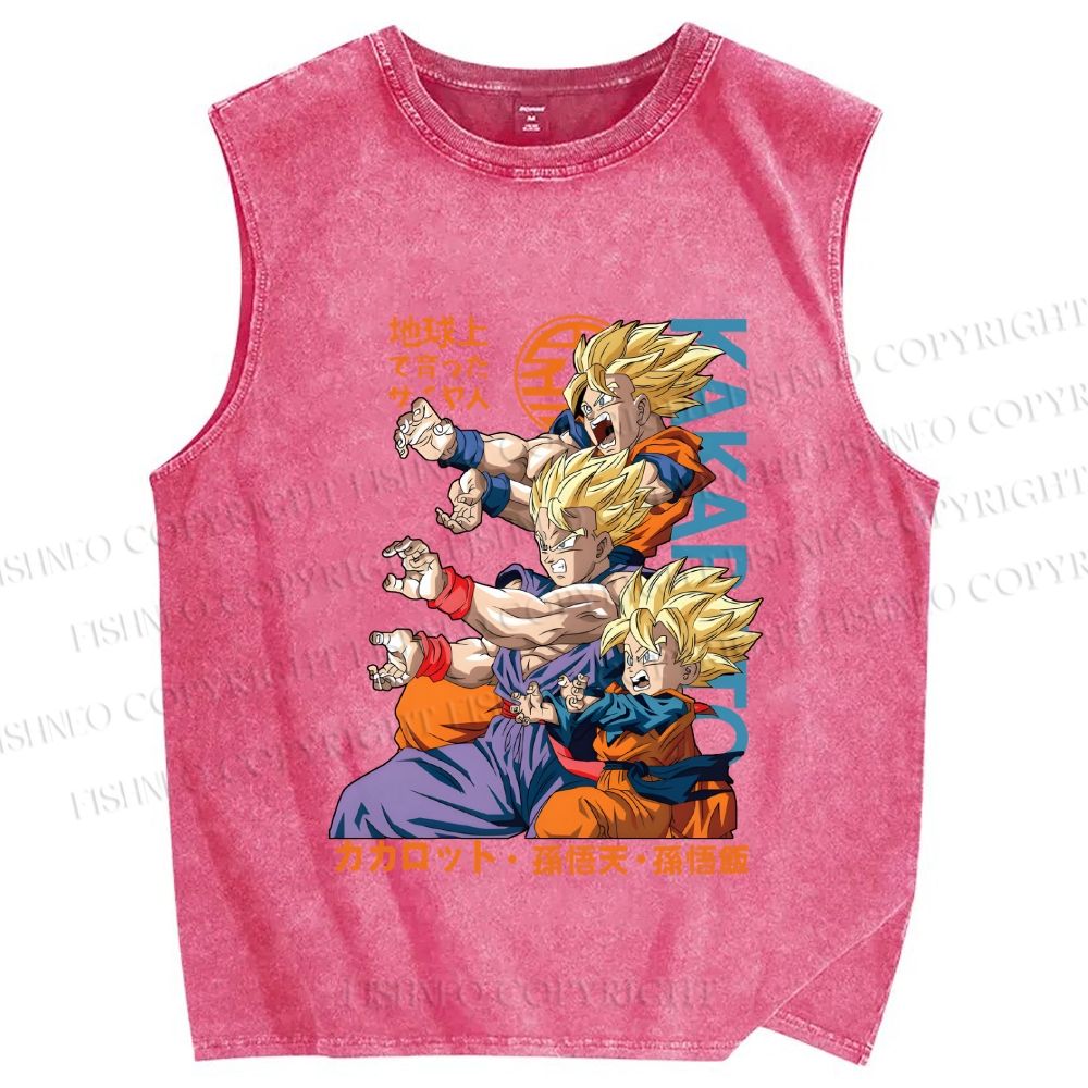 Unisex Dragon Ball Goku Printed Washed Tank Top