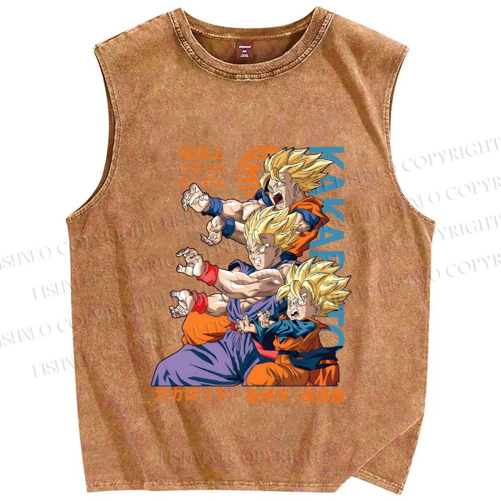 Unisex Dragon Ball Goku Printed Washed Tank Top