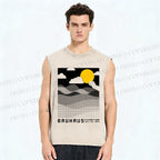 Unisex Bauhaus Wave And Sunset Printed Washed Tank Top