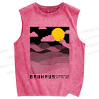 Unisex Bauhaus Wave And Sunset Printed Washed Tank Top