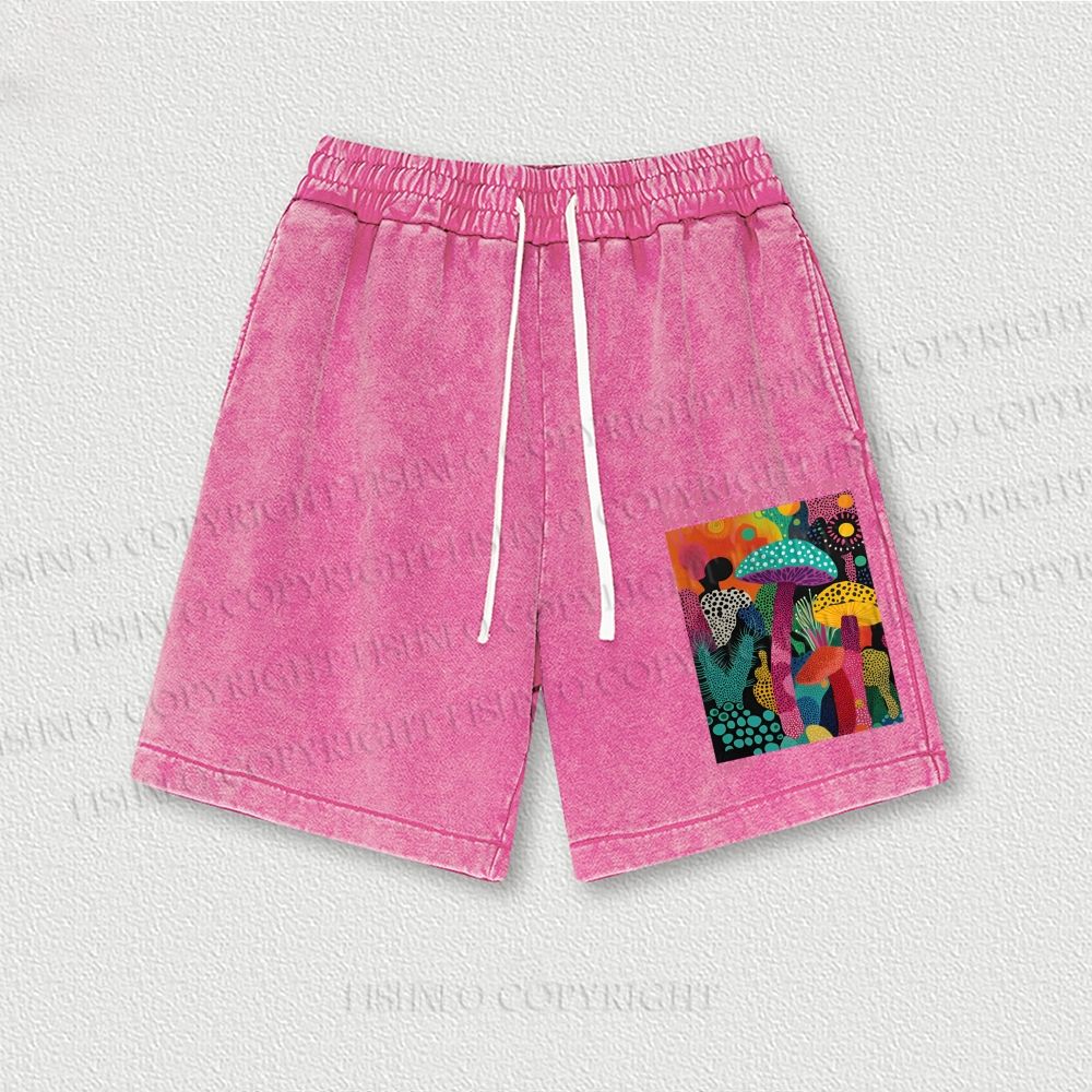 Yayoi Kusama Multicolor Mushroom Washed Vintage Shorts