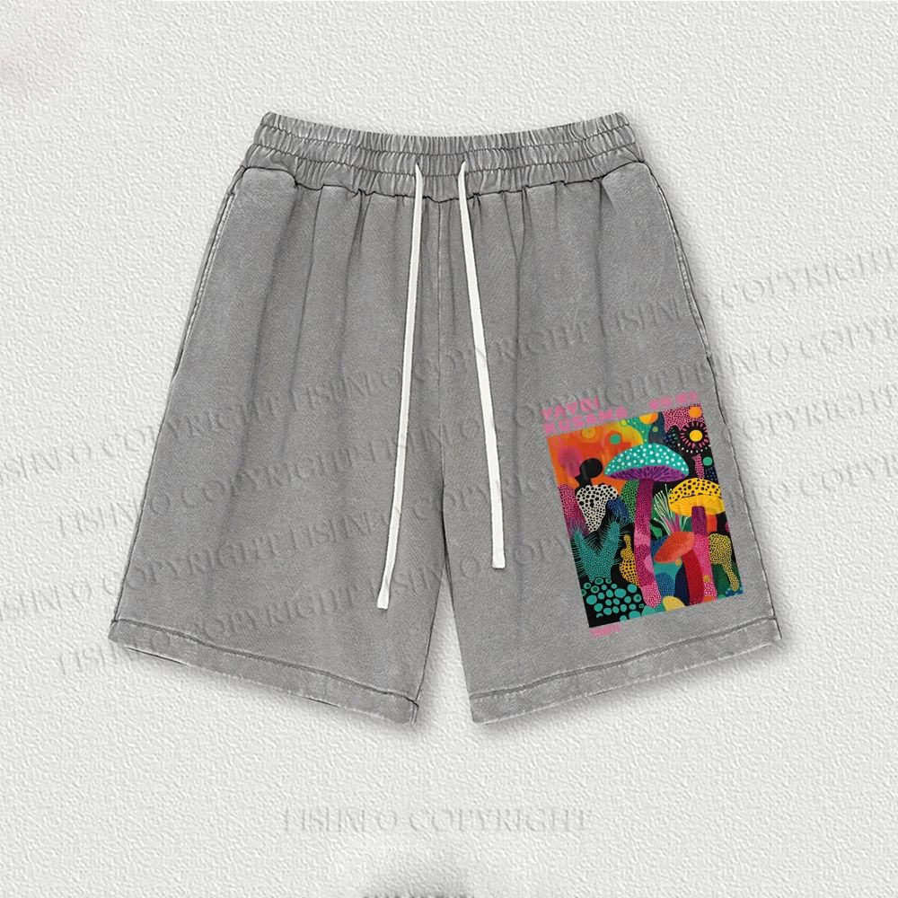Yayoi Kusama Multicolor Mushroom Washed Vintage Shorts