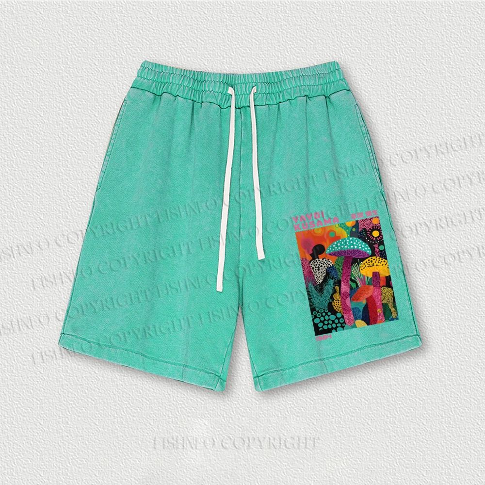 Yayoi Kusama Multicolor Mushroom Washed Vintage Shorts
