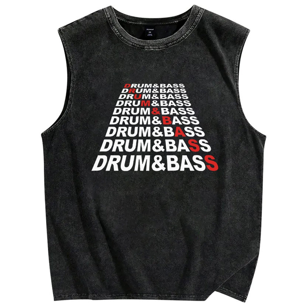 Drum & Bass Vintage Distressed Washed Tank Top