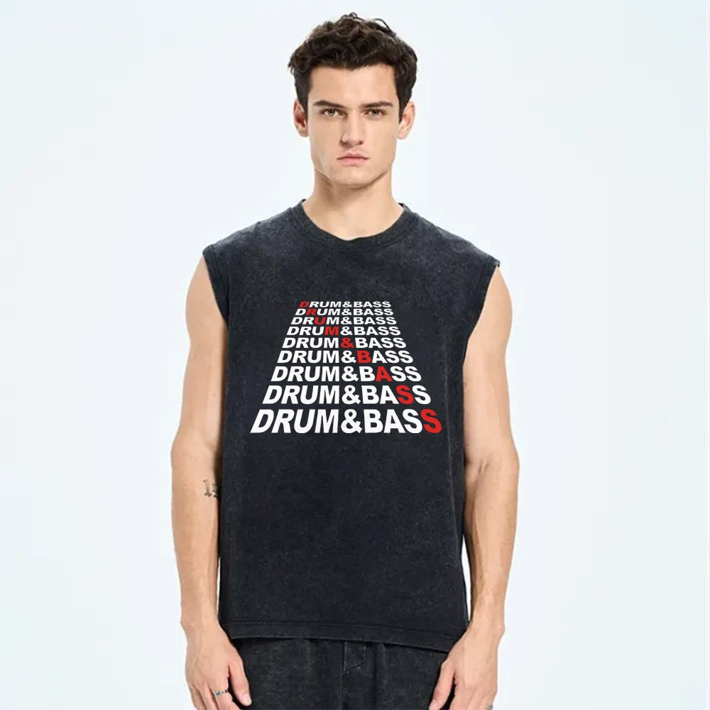 Drum & Bass Vintage Distressed Washed Tank Top
