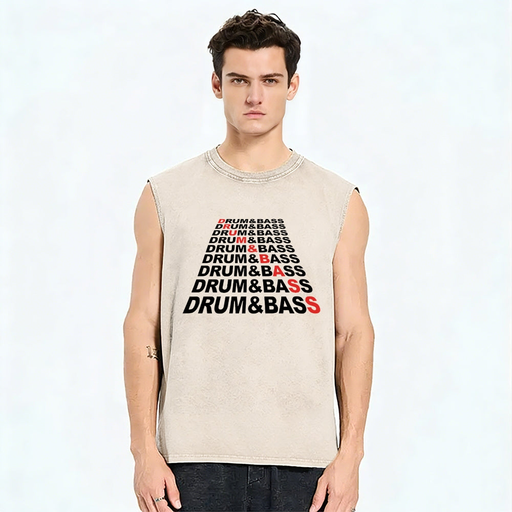 Drum & Bass Vintage Distressed Washed Tank Top