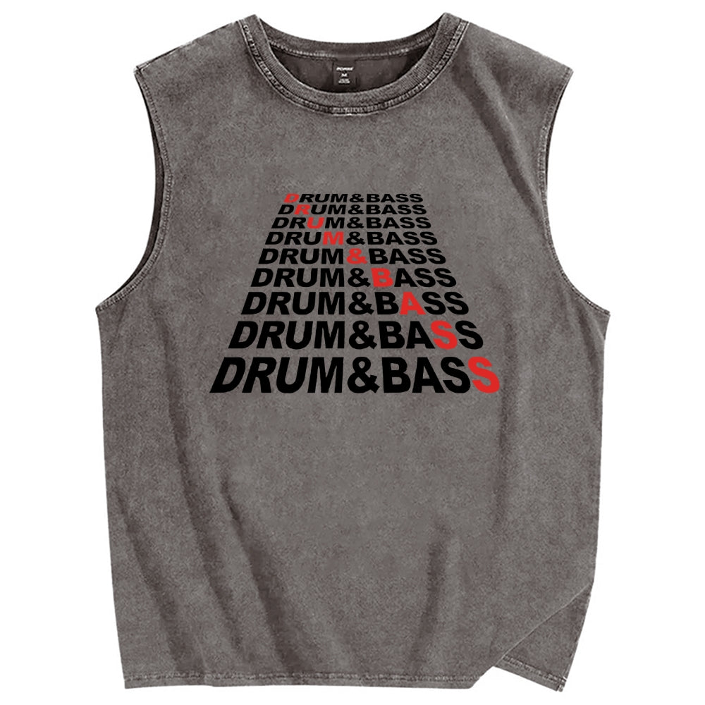 Drum & Bass Vintage Distressed Washed Tank Top