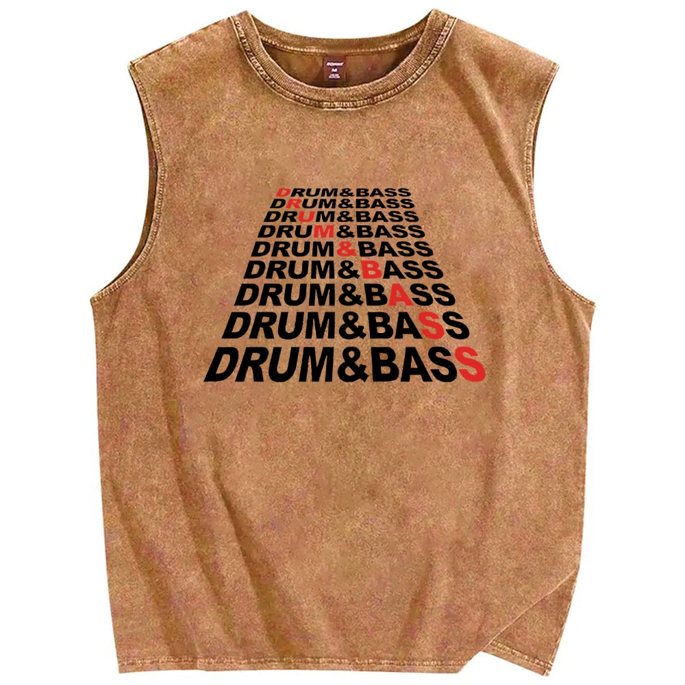 Drum & Bass Vintage Distressed Washed Tank Top