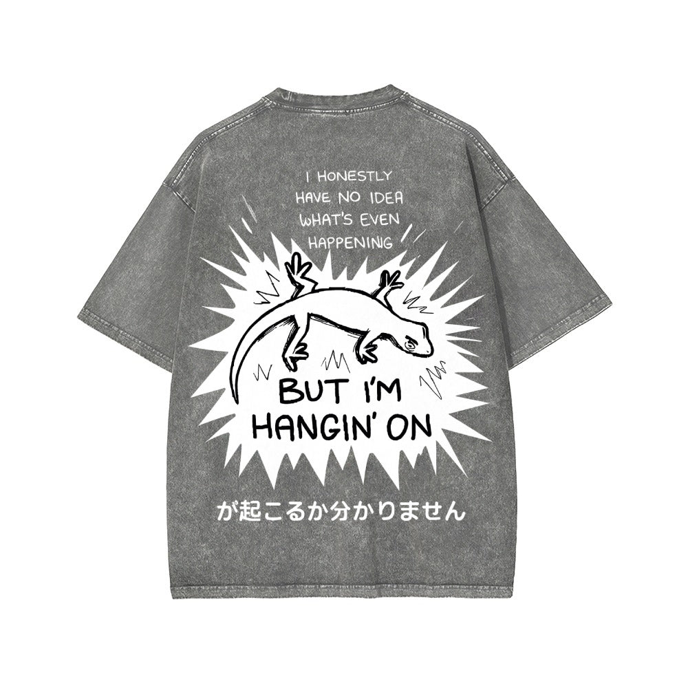 Gecko Vintage Wash Japanese Design Back Art T-Shirt