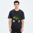 Funny Fish Riding A Bicycle Washed T-Shirt