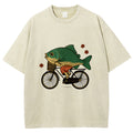 Funny Fish Riding A Bicycle Washed T-Shirt