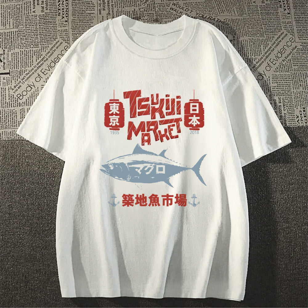 Tokyo Tsukiji Fish Market Cotton casual T-shirt