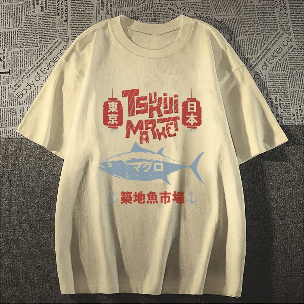Tokyo Tsukiji Fish Market Cotton casual T-shirt