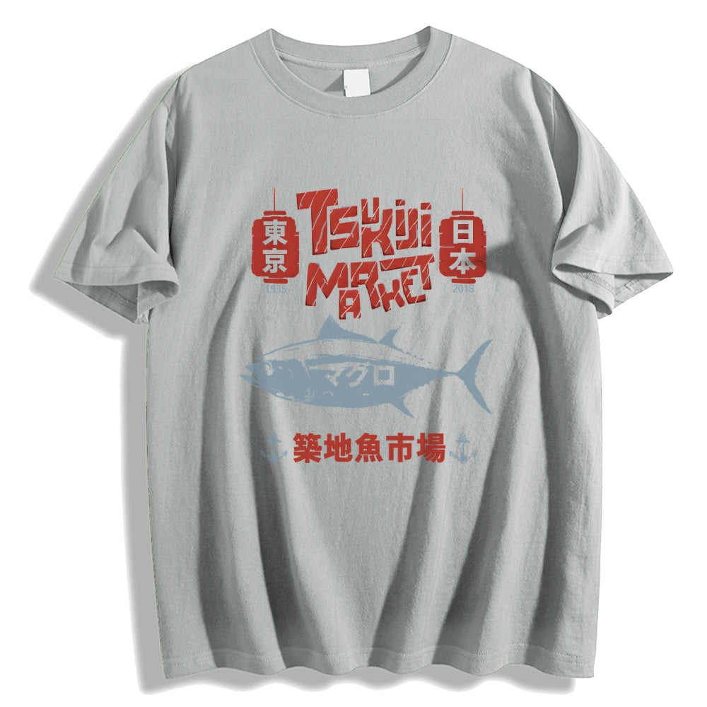 Tokyo Tsukiji Fish Market Cotton casual T-shirt