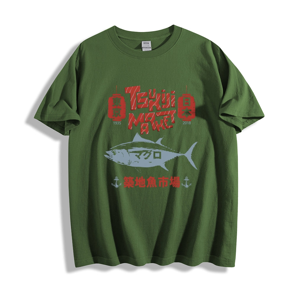 Tokyo Tsukiji Fish Market Cotton casual T-shirt