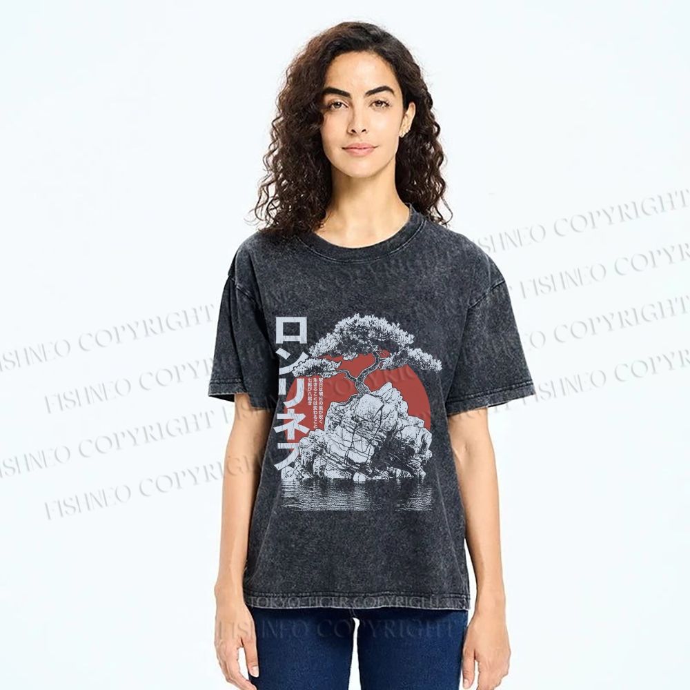 Unisex Potted Art Printed Washed Tee