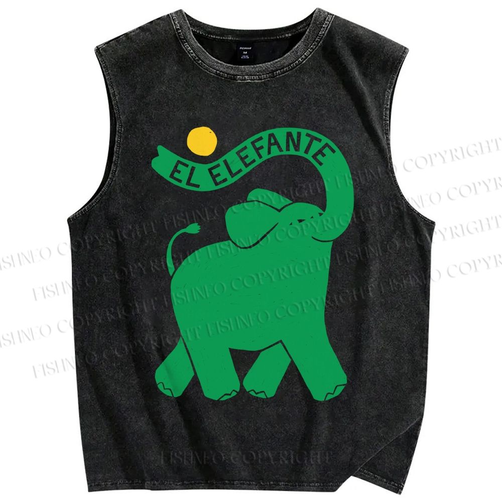 Unisex El Elefante Printed Washed Tank Top